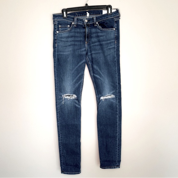 Rag & Bone Skinny Mid Rise Distressed Jeans - Picture 2 of 2